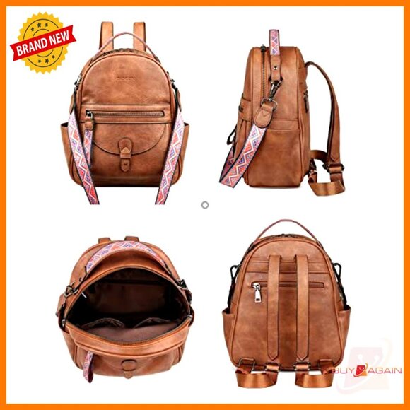 Mini Leather Backpack Purse, Waterproof, Multiple Pockets, Shoulder Bag